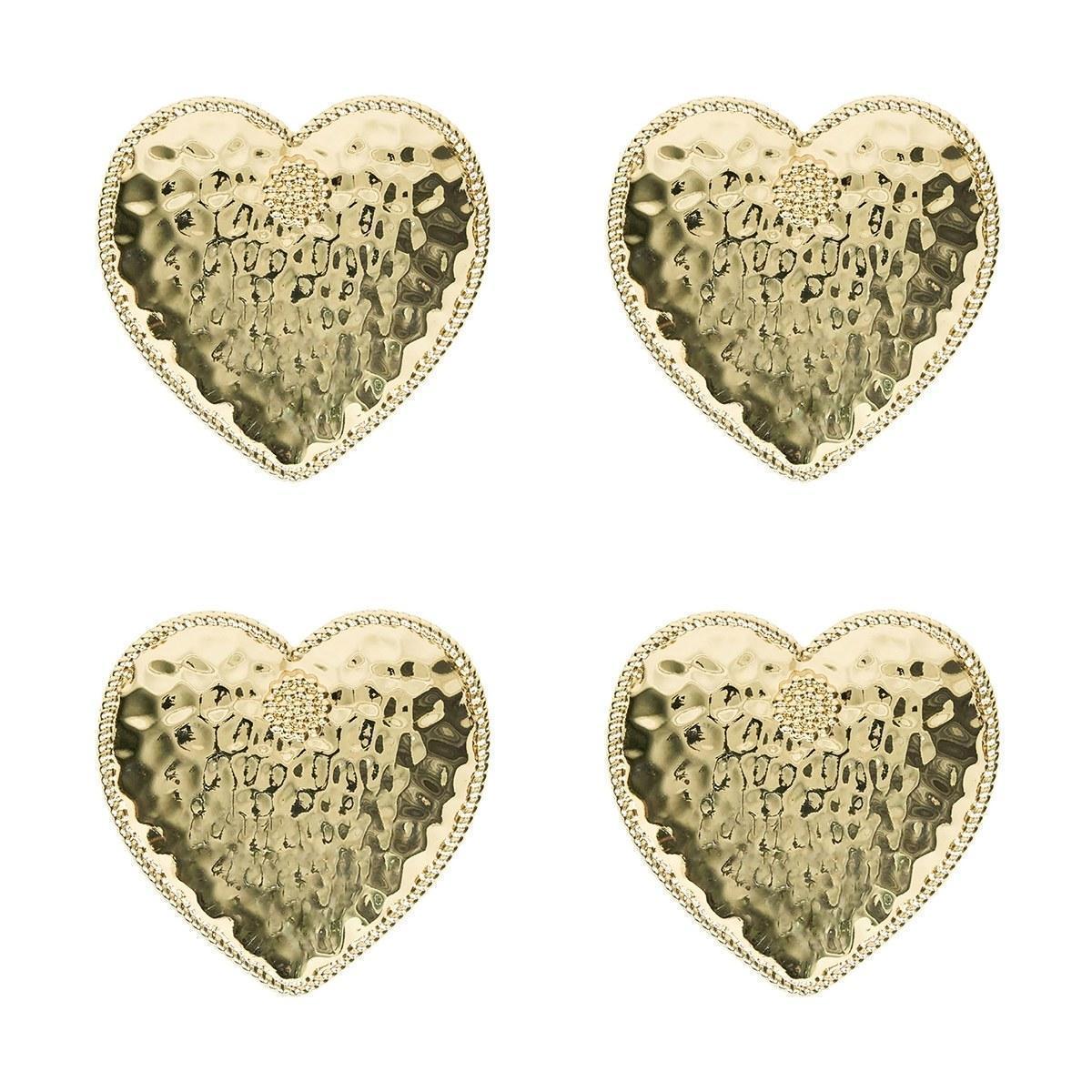Heart Napkin Ring Set/4 - Gold