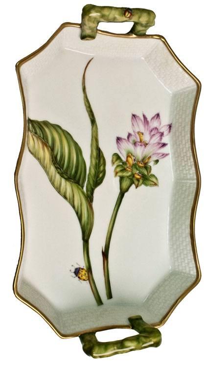 Pink Thistle Tray With Handles