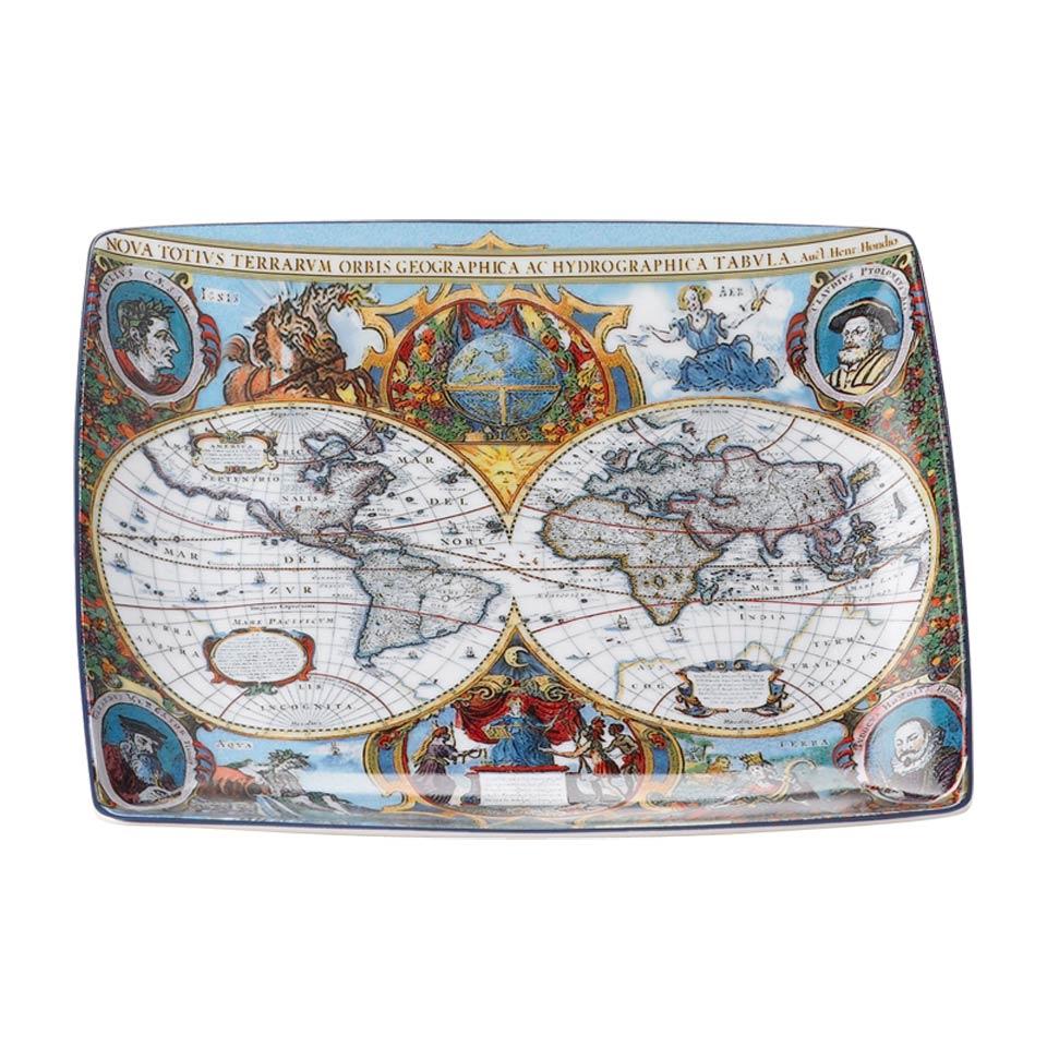 World Map Hondius Square Tray, Large