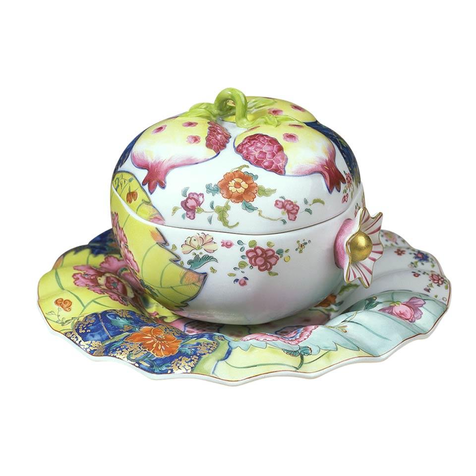 Tobacco Leaf Pomegranate Box W/Stand