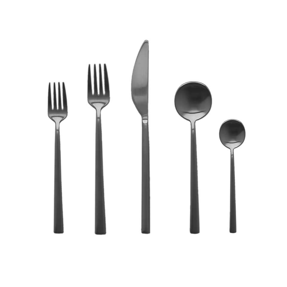 Cutlery Set 5 Pcs Place Setting Oro Nero