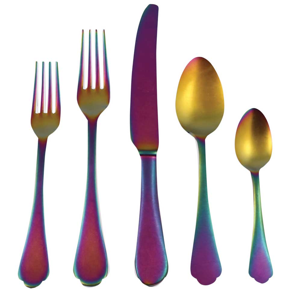 Cutlery Set 20 Pcs Pewter Rainbow