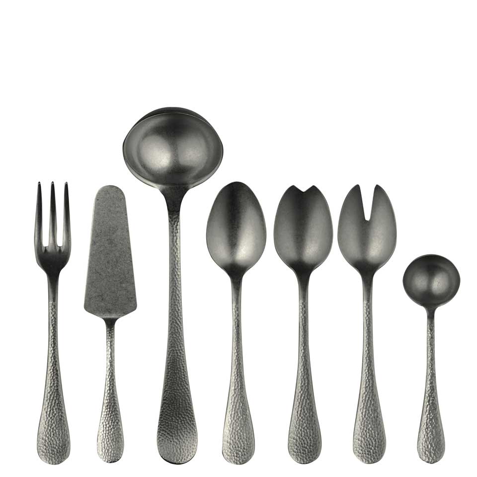 Full Serving Set 7 Pieces Pewter Oro Nero