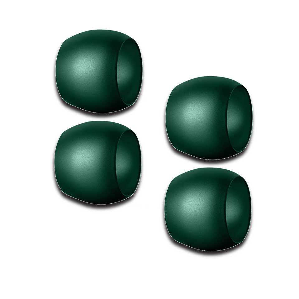 Set Of 4 Plutone Napkin Ring Materic Green