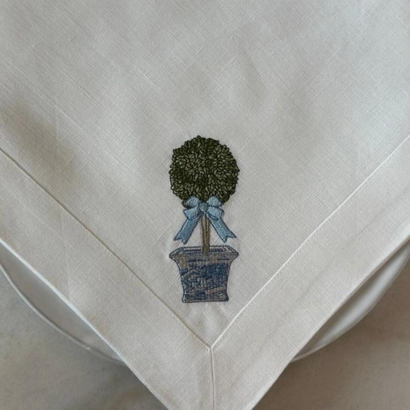 Chinoiserie Boxwood Topiary Large Napkin