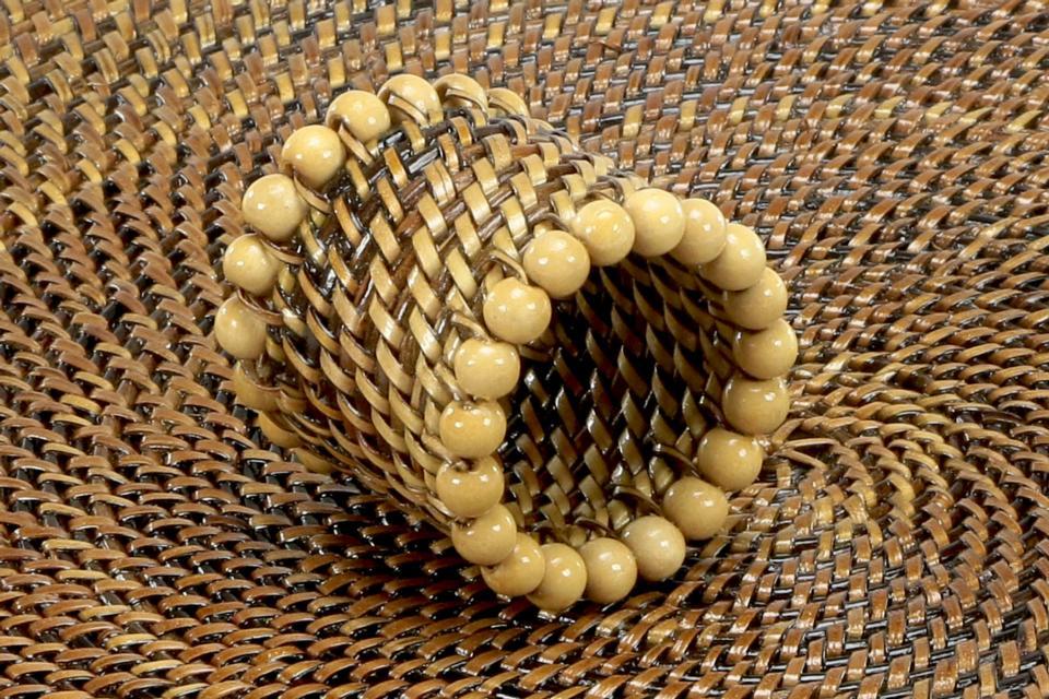 Beaded Napkin Ring Natural Set of 4 pcs
