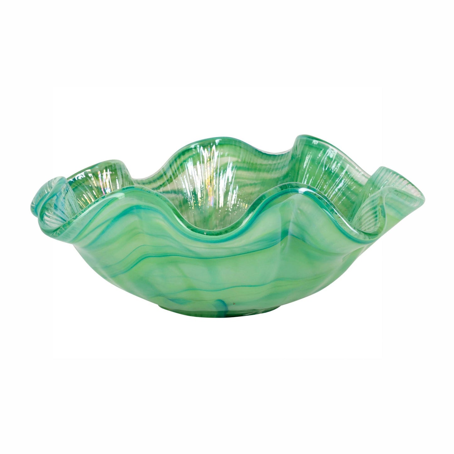 Green Ruffled Round Bowl
