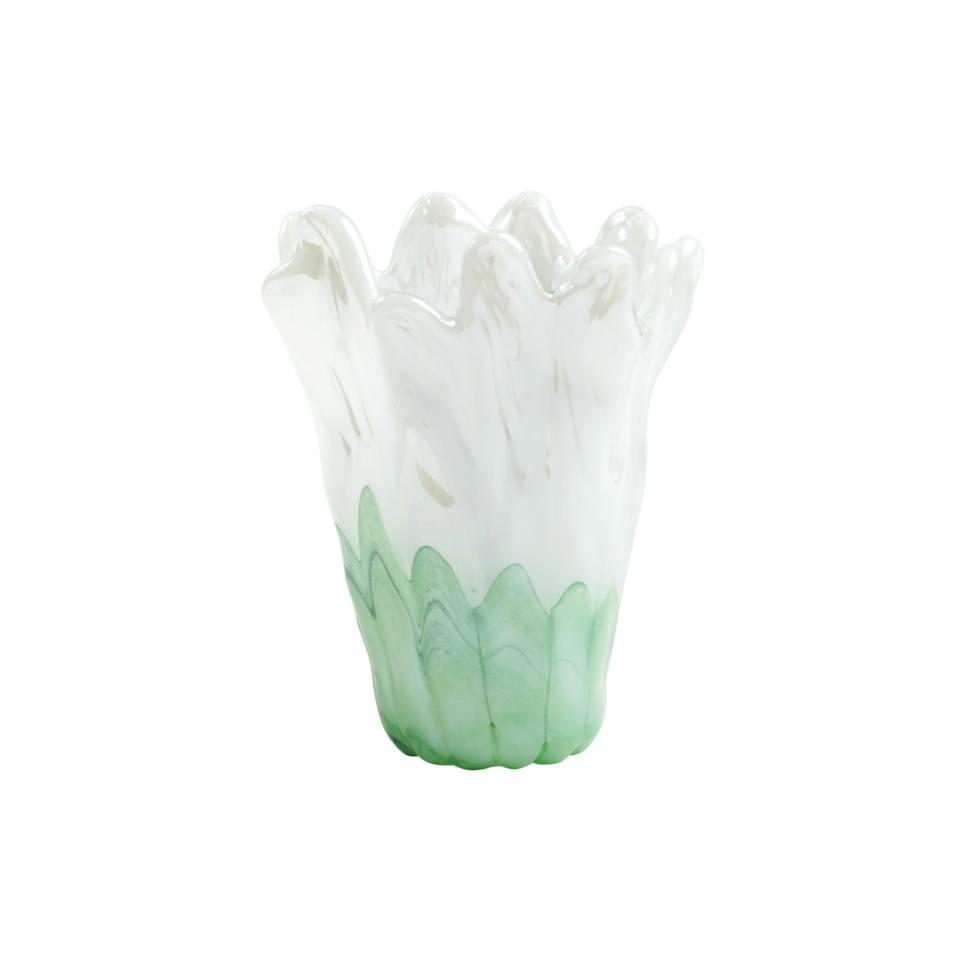 Green and White Medium Vase