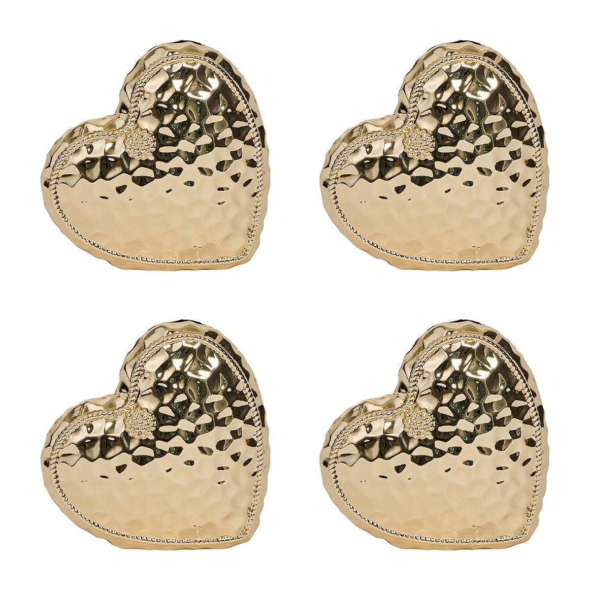 Heart Place Card Holder Set/4 - Gold