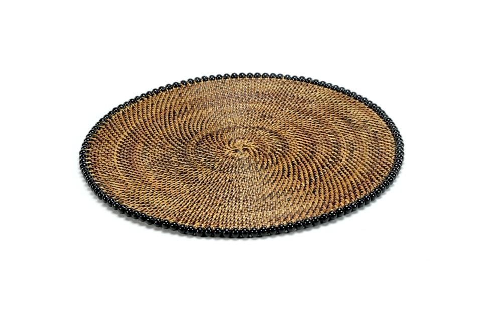 Placemat with Beads Black Set of 4 pcs