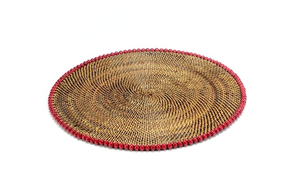 Placemat with Beads Red Set of 4 pcs