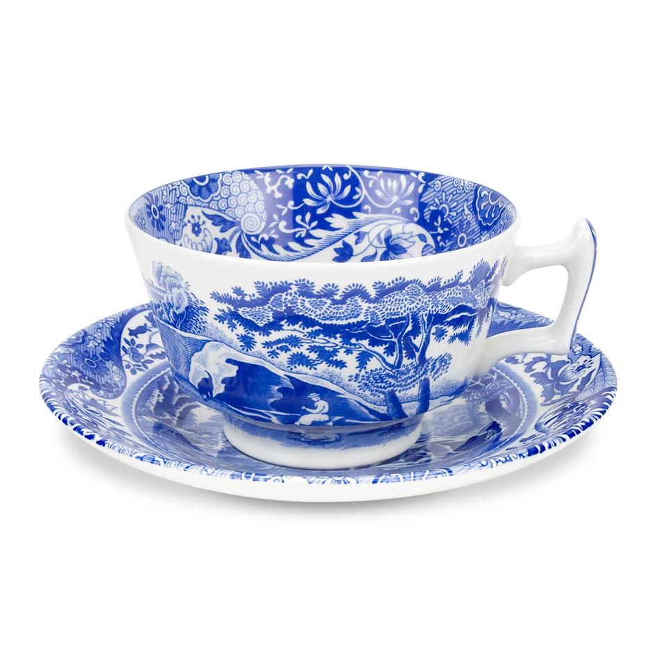 Blue Italian TEACUP & SAUCER 7 OZ