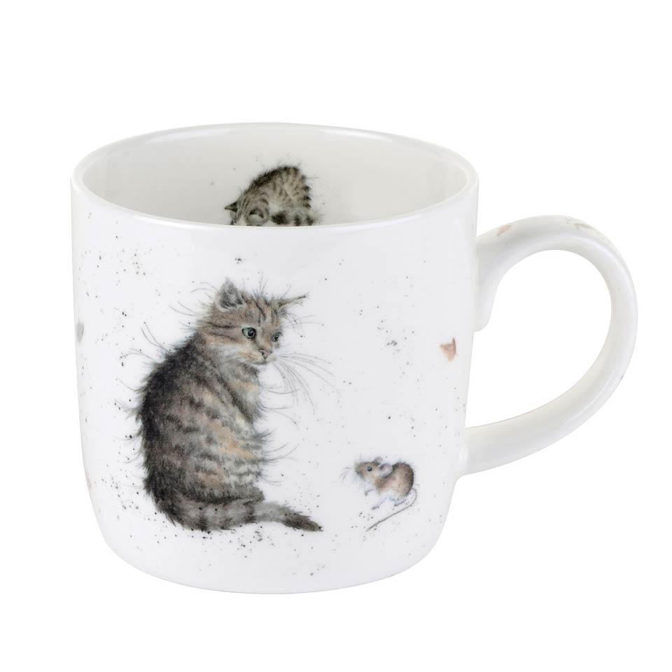 Single Cat and A Mouse (Cat/Mouse) Fine Bone China Mug