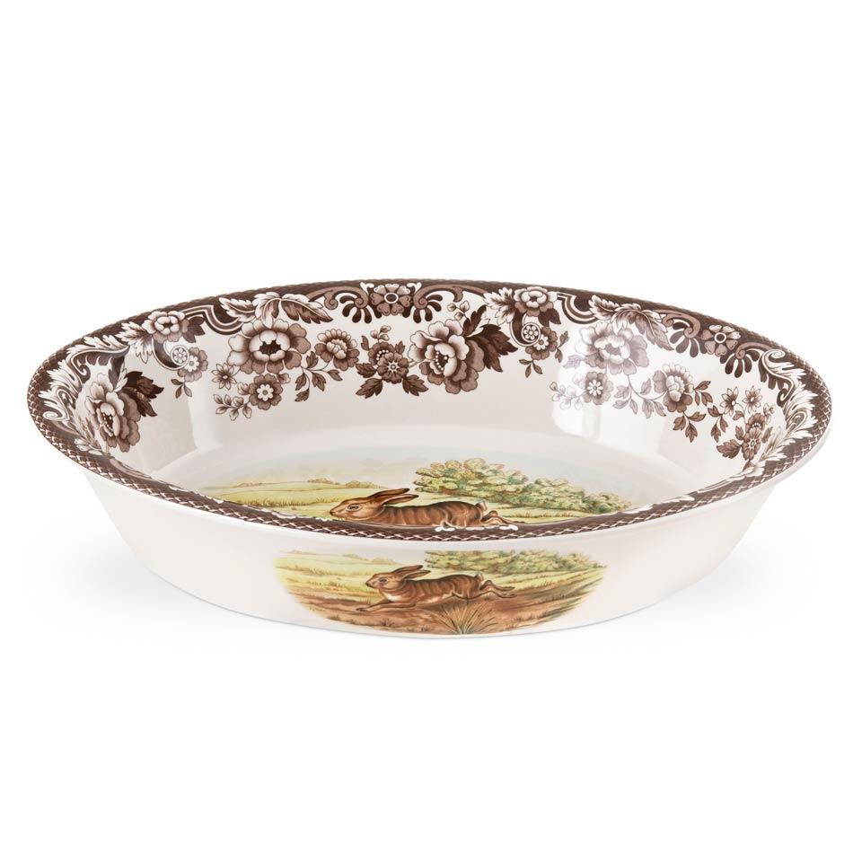 Rabbit and Pheasant Oval Rim Dish