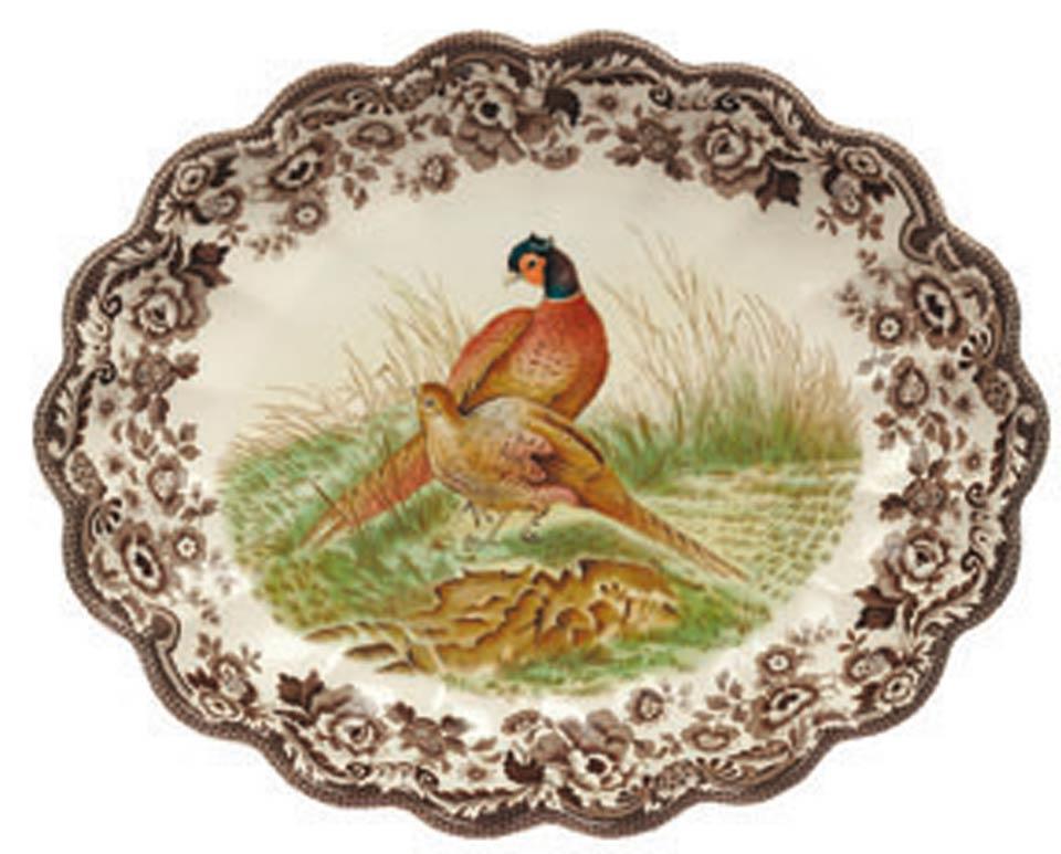Pheasant Oval Fluted Dish