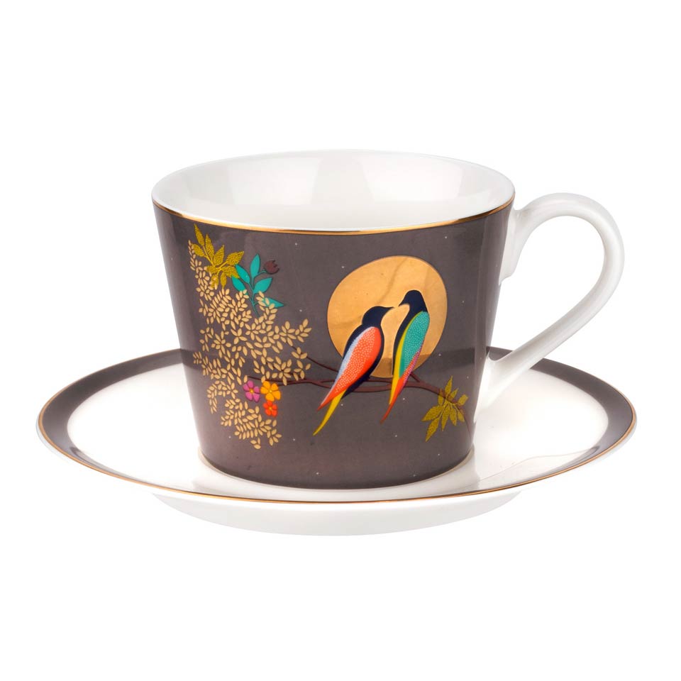 Tea Cup & Saucer - Dark Grey
