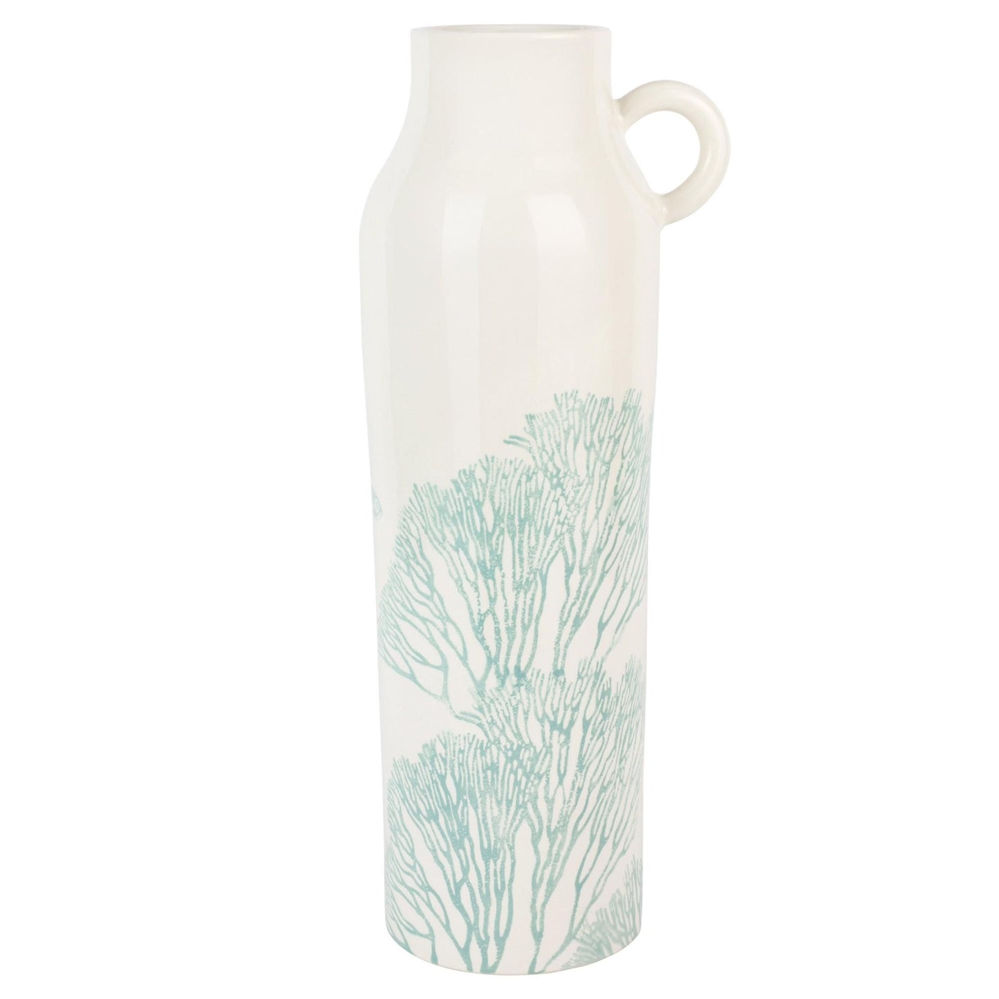 Large White Tall Handled Vase