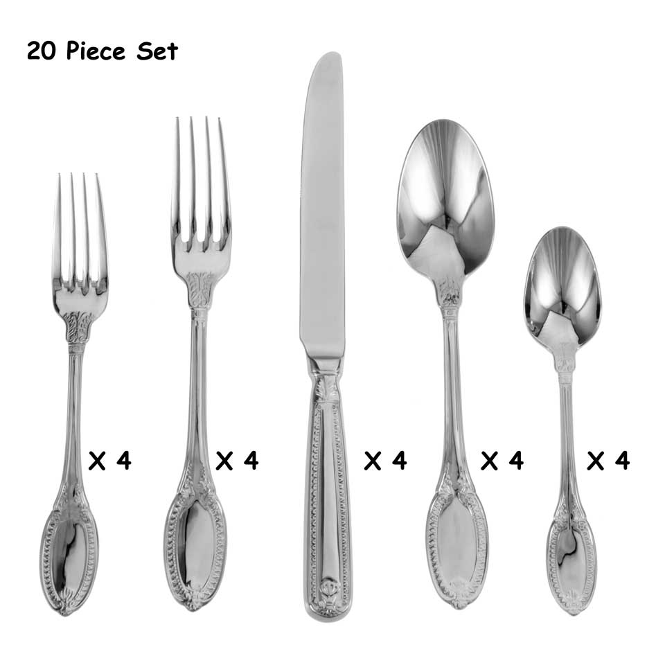 20 Piece Set (four 5 piece place settings)