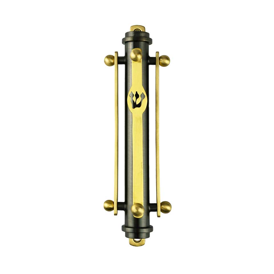 Suspension Mezuzah Black W-Gold