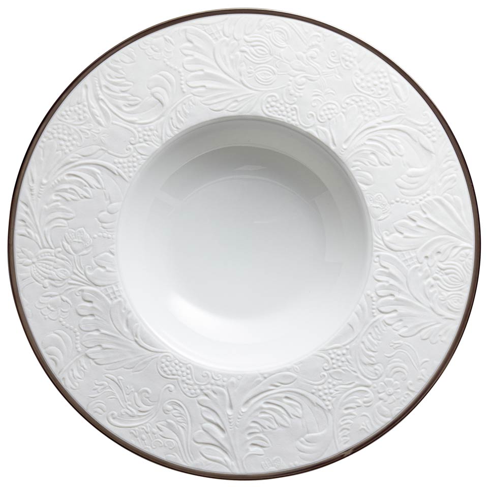 Platinum - French Rim Soup Plate w/Engrvd Rim 10.6 in Ctr 5.5 in 9 oz