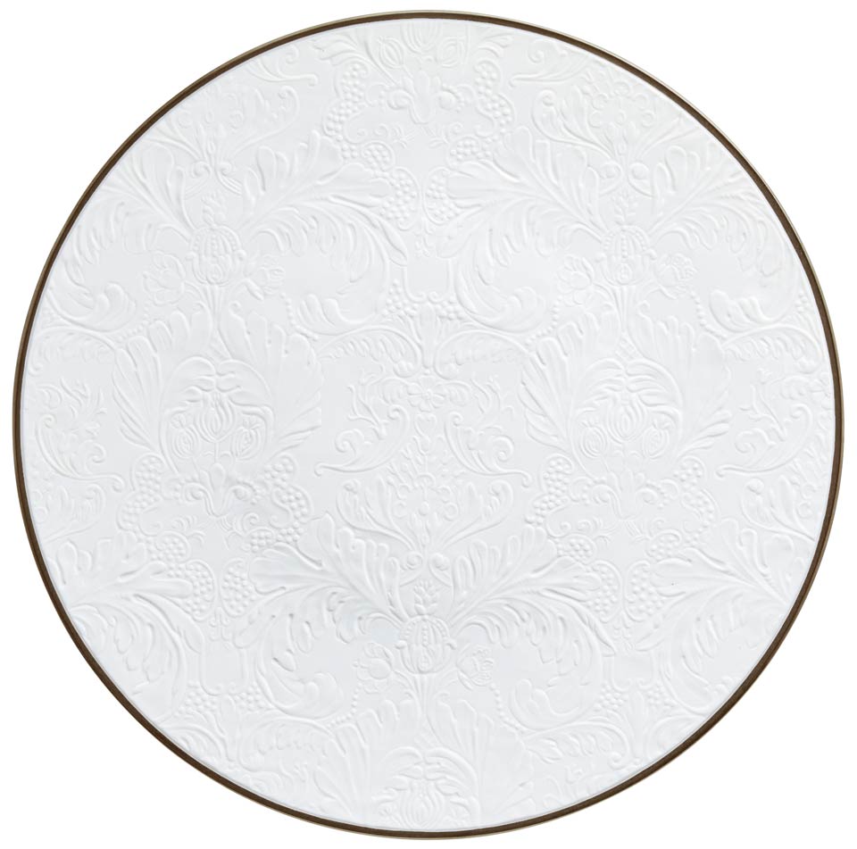 Platinum - Buffet Plate Coupe Completely Engraved 12.6 in