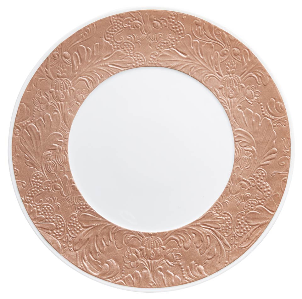 Copper - American Dinner Plate w/ Engraved Rim 10.6 in