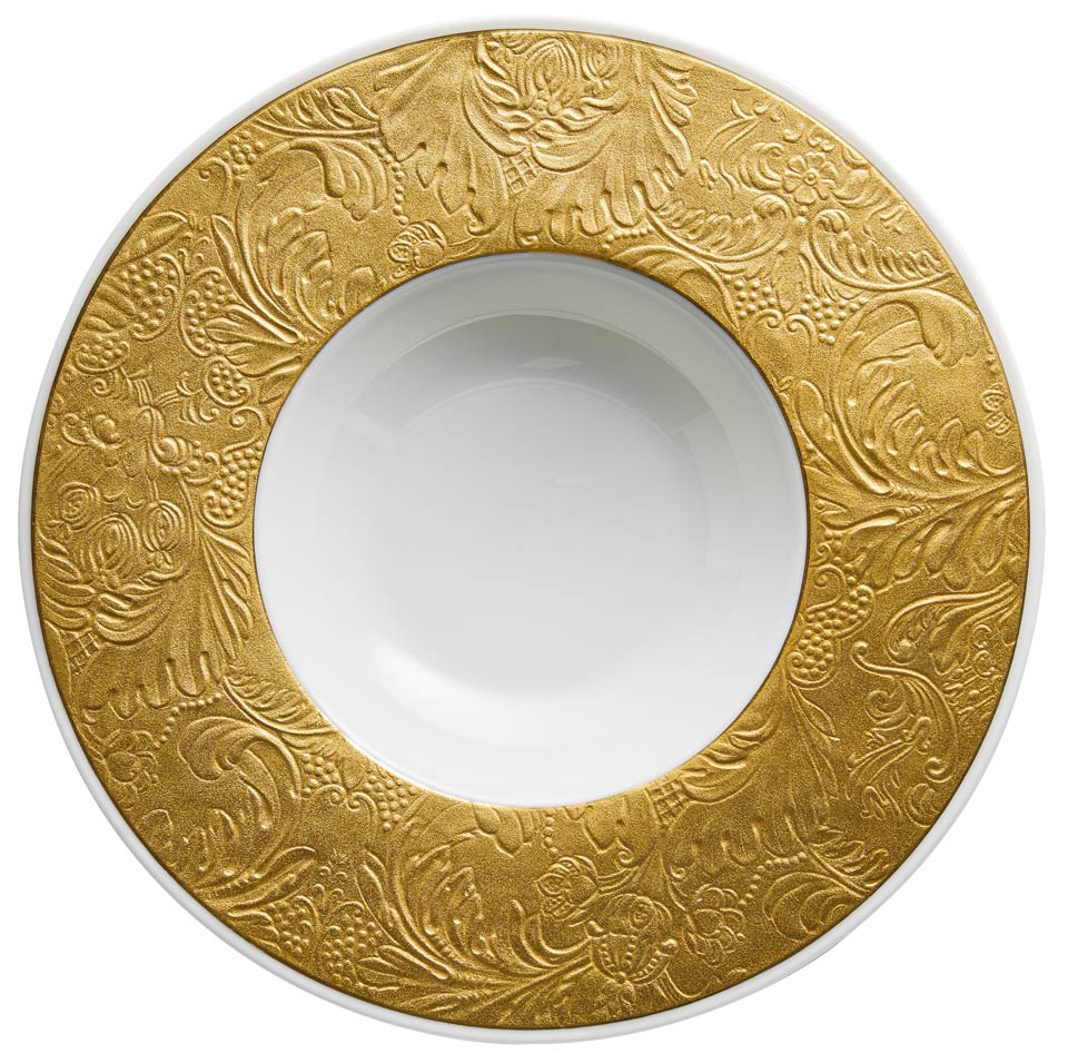 French Rim Soup Plate w/Engrvd Rim 10.6 in Ctr 5.5 in 9 oz
