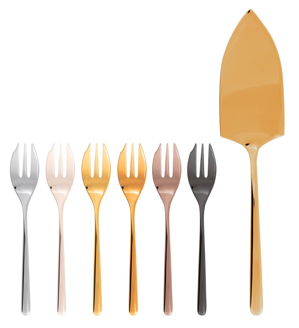 Mix & Play/Linear - Cake Set 6 Forks And Server PVD Mix