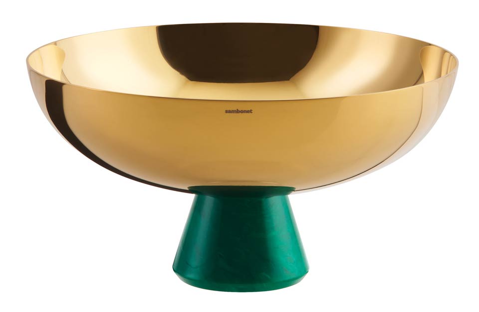 Footed Cup 8 in H 4 1/4 in PVD Gold/Green Resin
