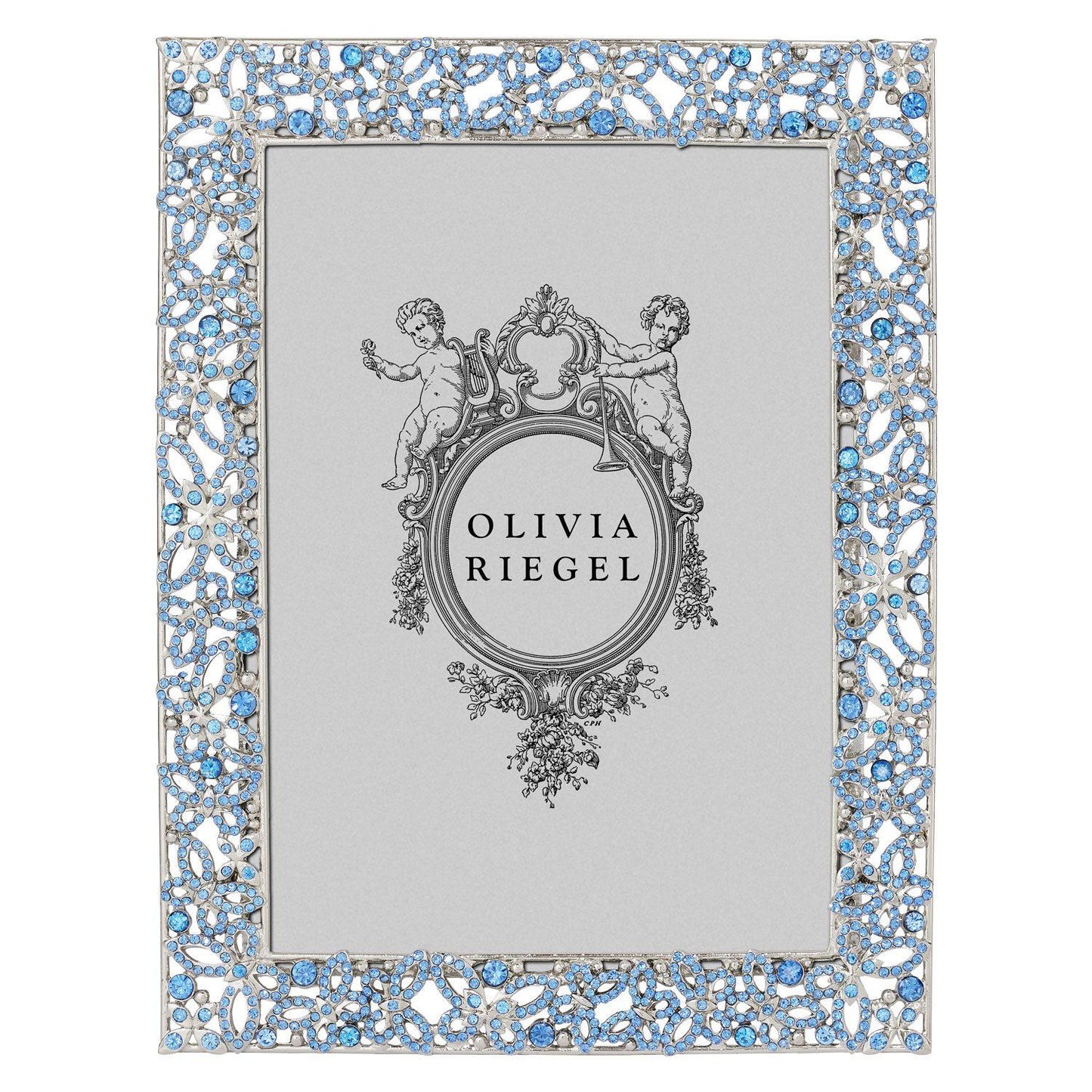 Silver Papillon with Lt Sapphire Crystals 5" x 7" Frame