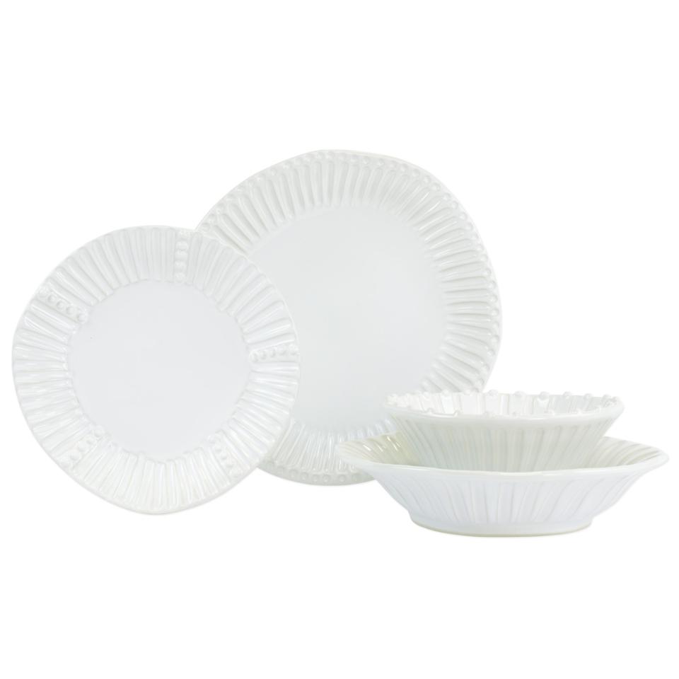 White Stripe Four-Piece Place Setting