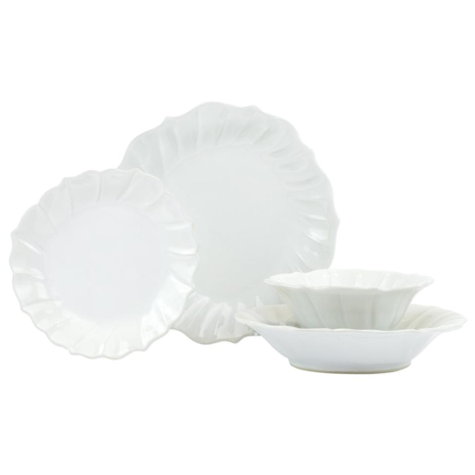 White Ruffle Four-Piece Place Setting