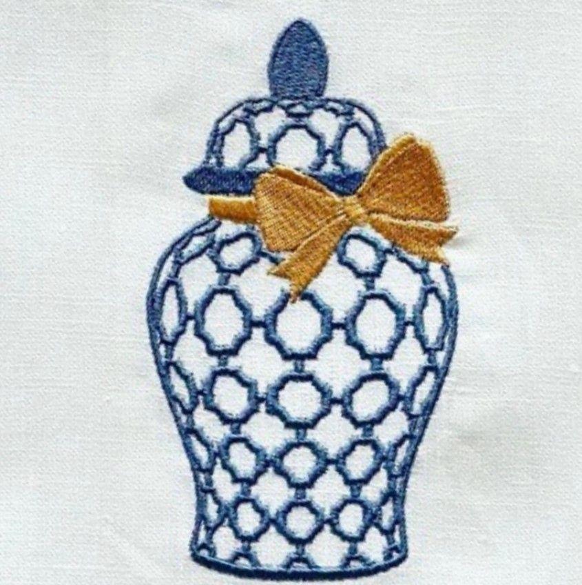 Ginger Jar, White (Blue/Gold)