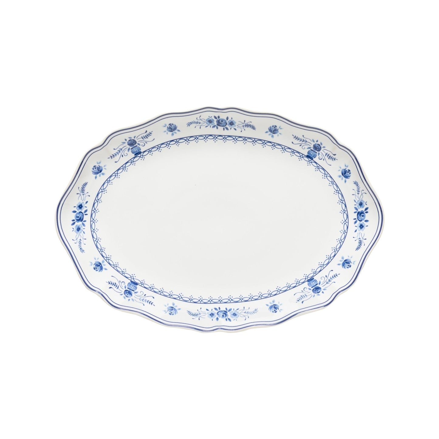 Oval platter, White-blue