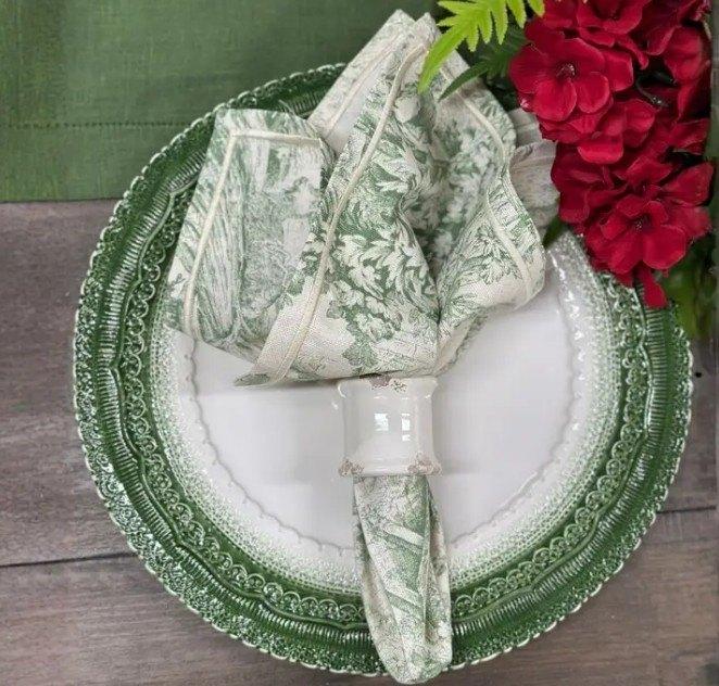 Napkin Italian Cotton, Montefalco Toile, Green