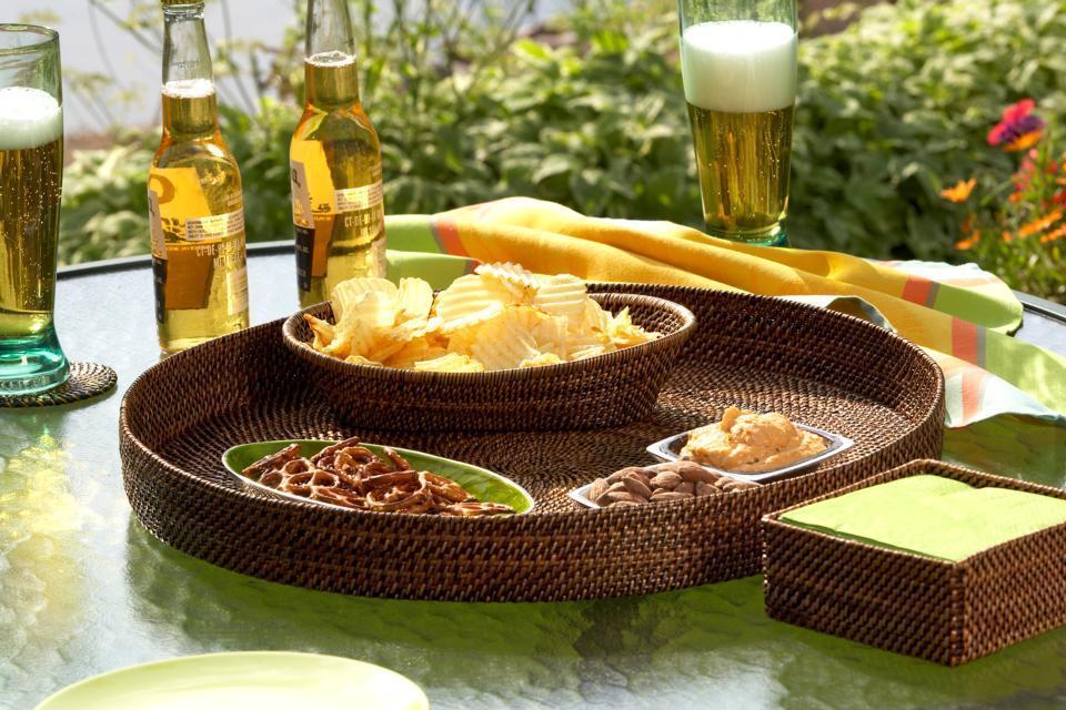Handwoven Round Ottoman Tray