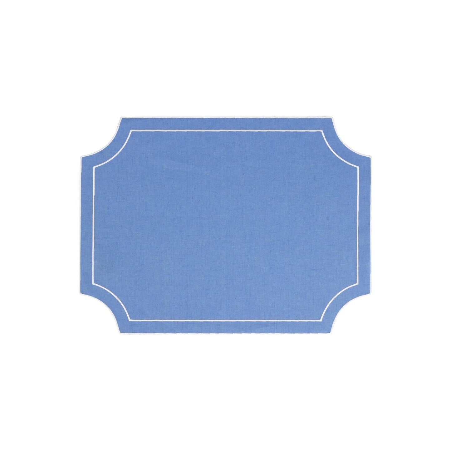 Cornflower Blue Rectangular Placemats with White Stitching - Set of 4