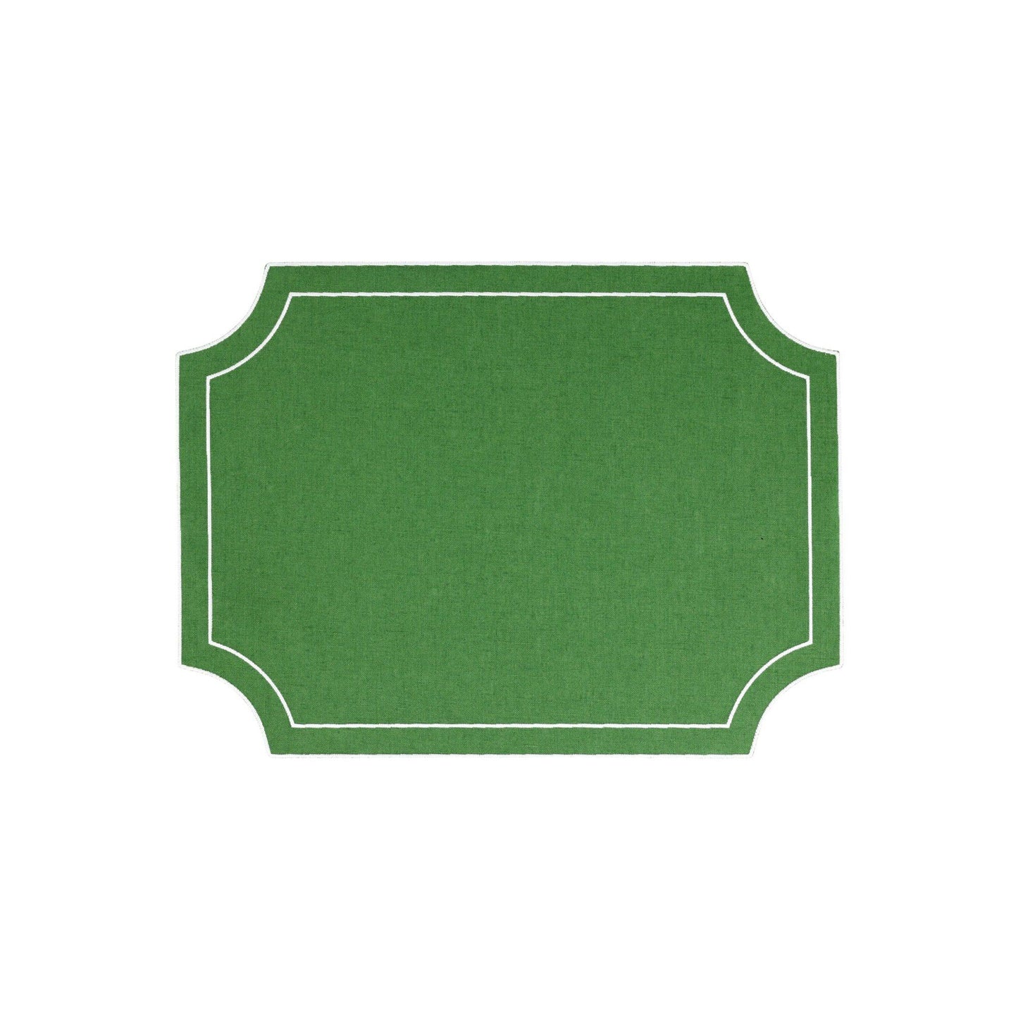 Sage Green Rectangular Placemats with White Stitching - Set of 4