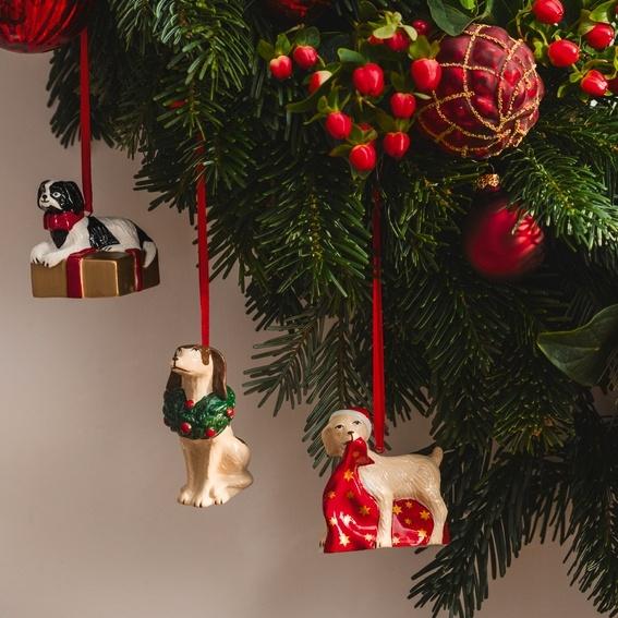 Ornaments Christmas Puppies: Set of 3