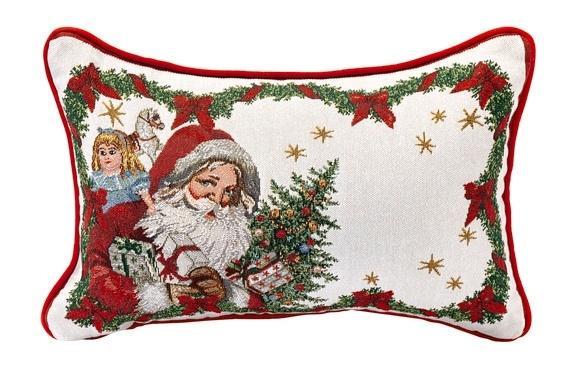Embroidered Rectangular Reversible Pillow : Santa