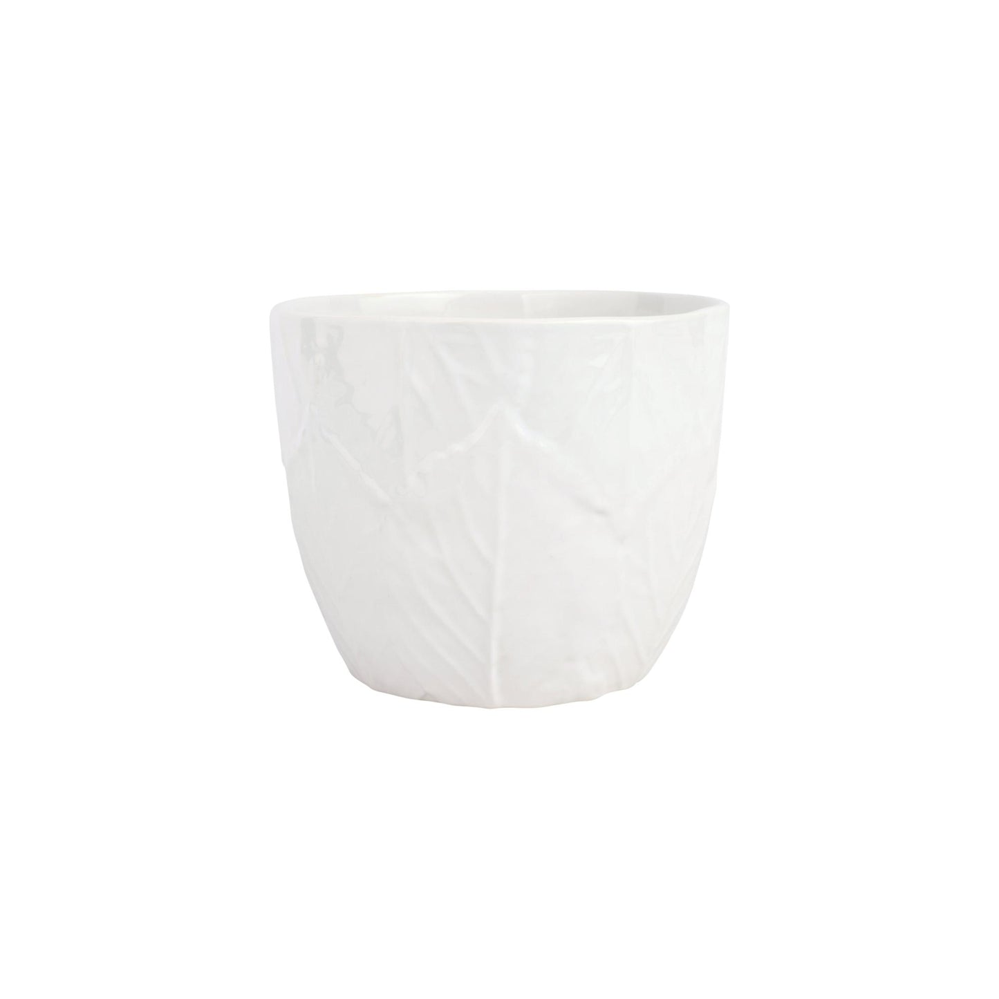 White Embossed Leaves Cachepot