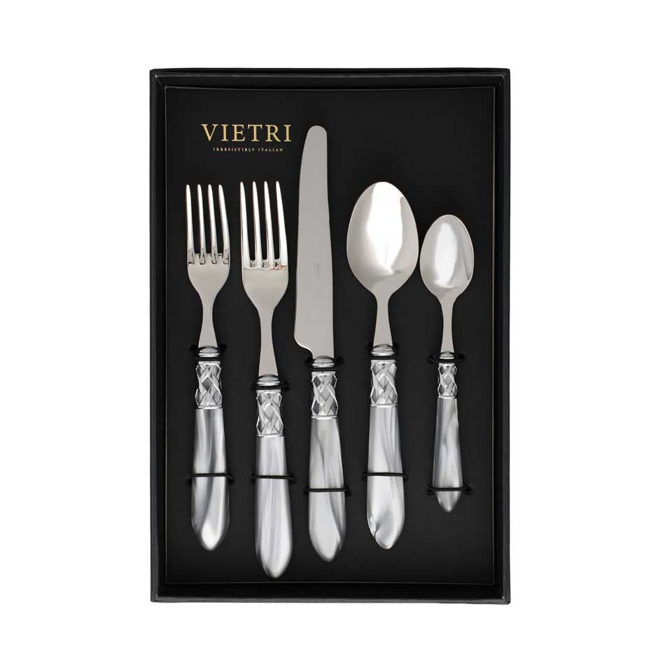 Brilliant Light Gray Five-Piece Place Setting â Set of 4