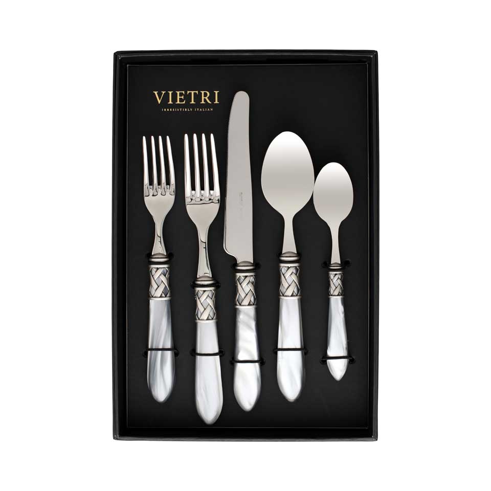 Antique Light Gray Five-Piece Place Setting â Set of 4