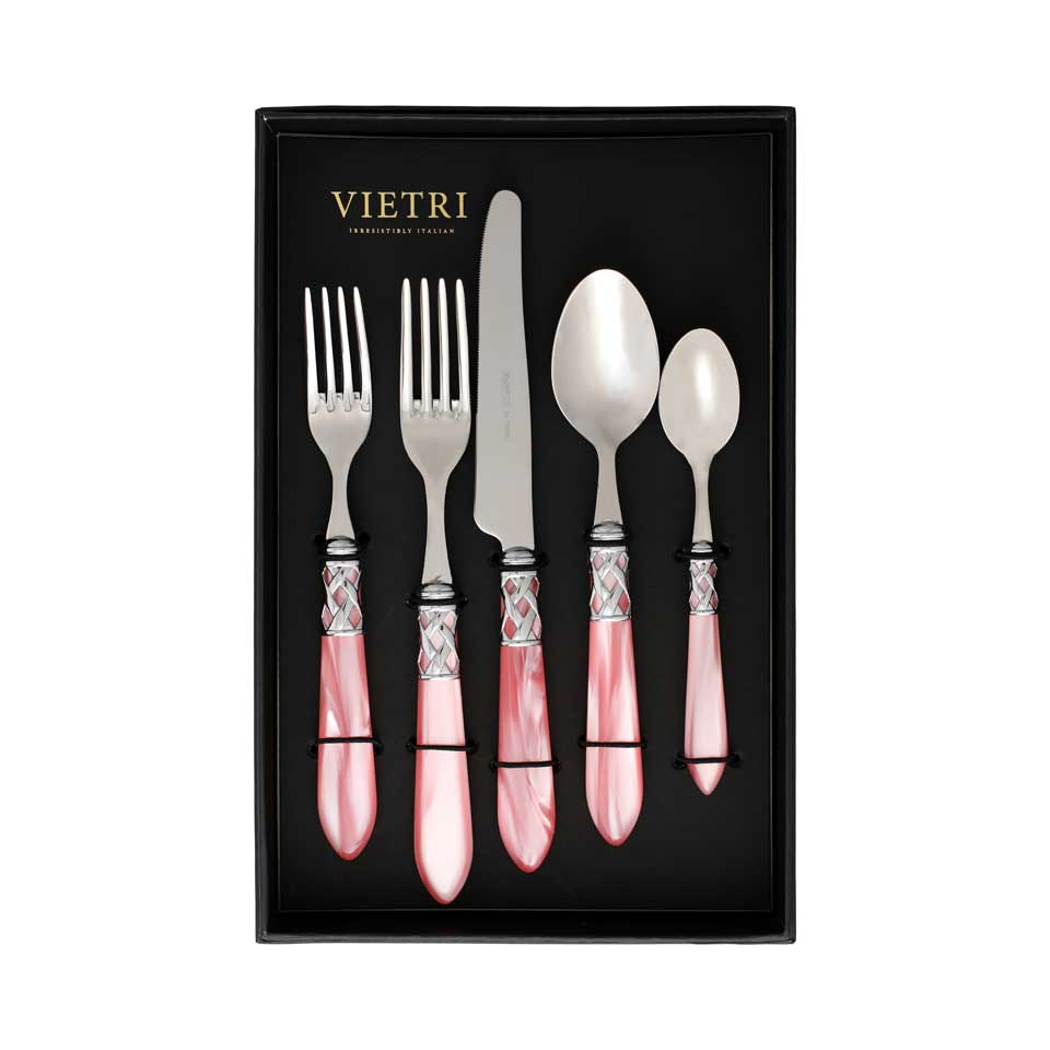 Brilliant Light Pink Five-Piece Place Setting â Set of 4