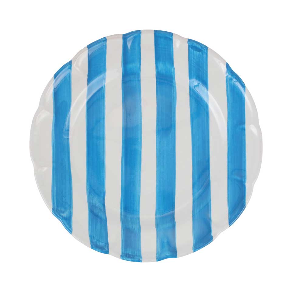 Aqua Stripe Dinner Plate