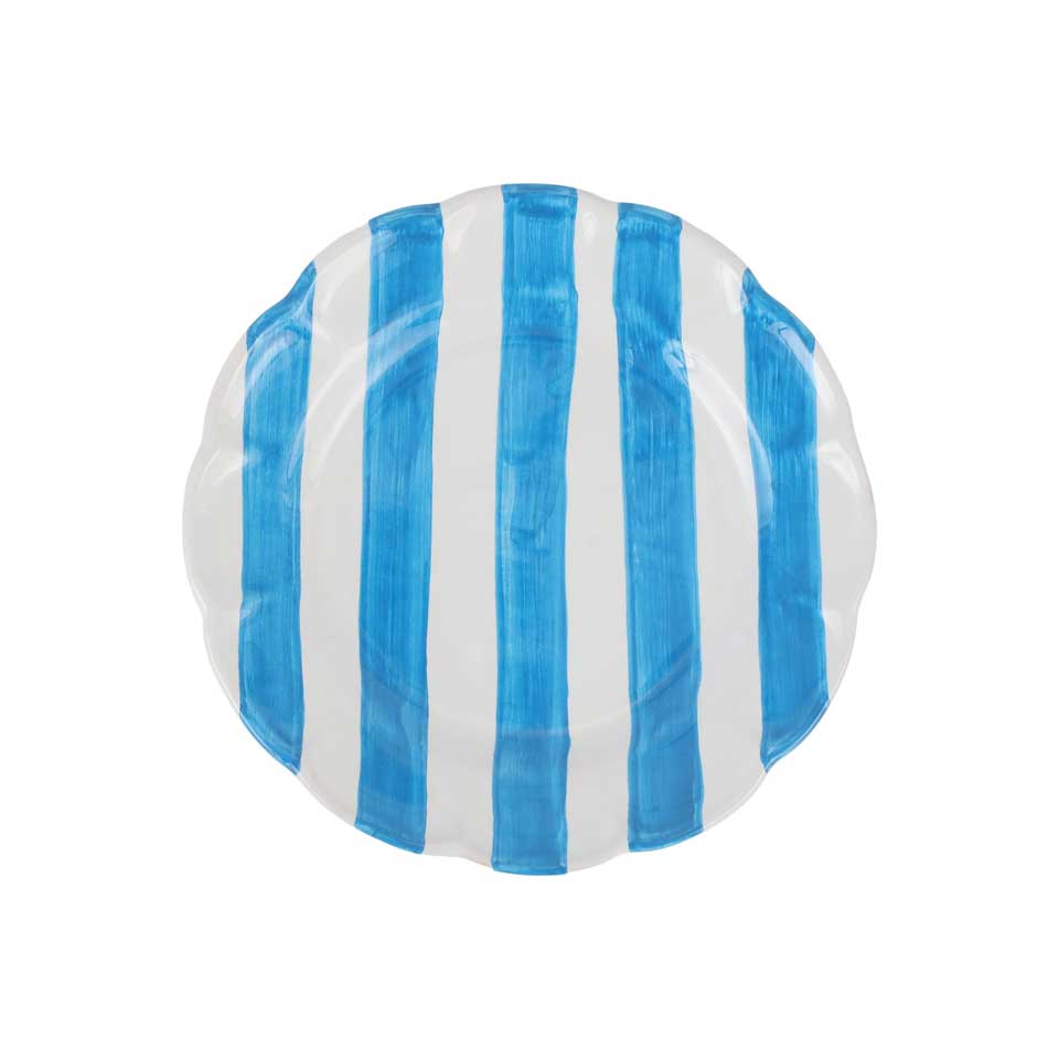 Aqua Stripe Salad Plate