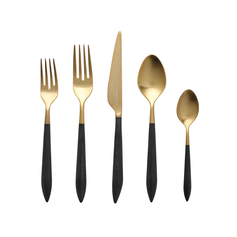 Oro & Black Five-Piece Place Setting