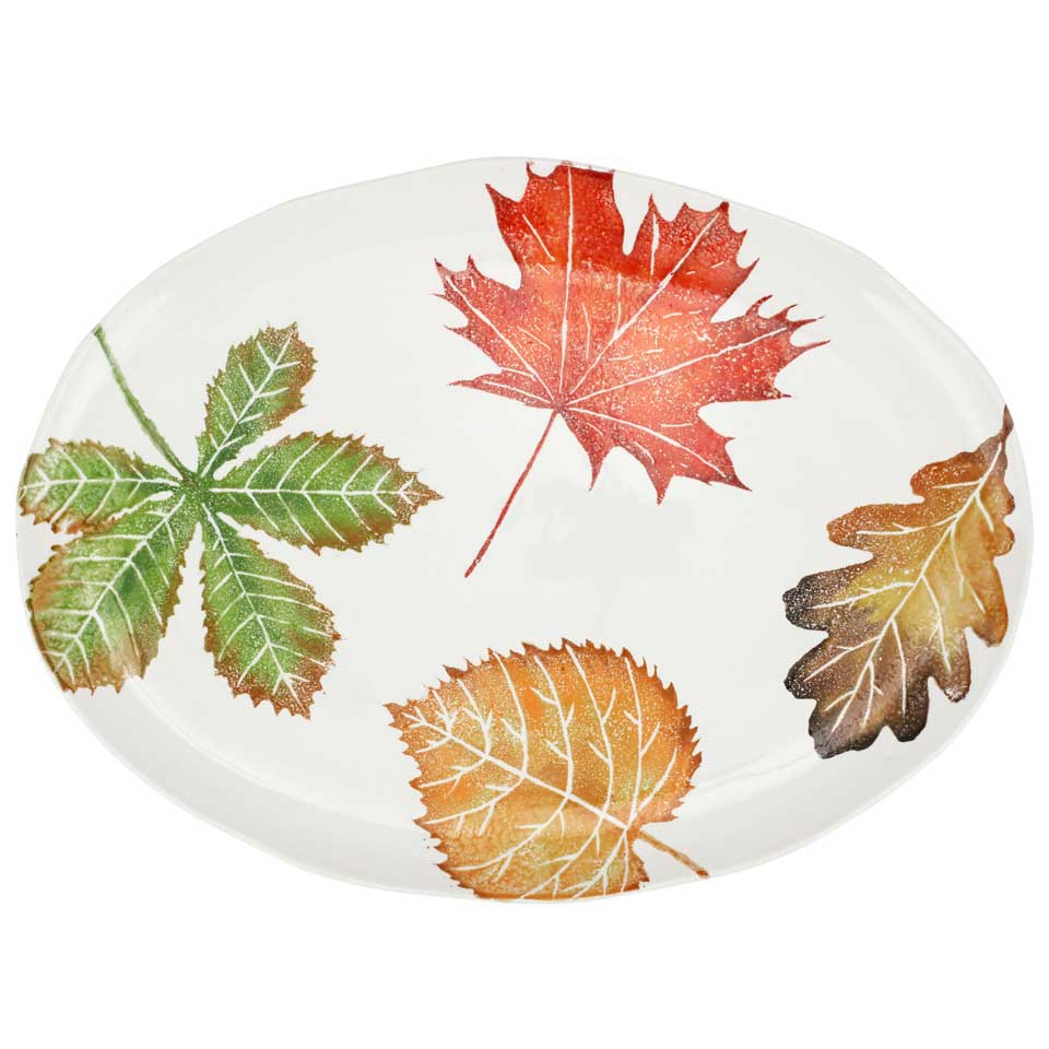 Assorted Leaves Large Oval Platter