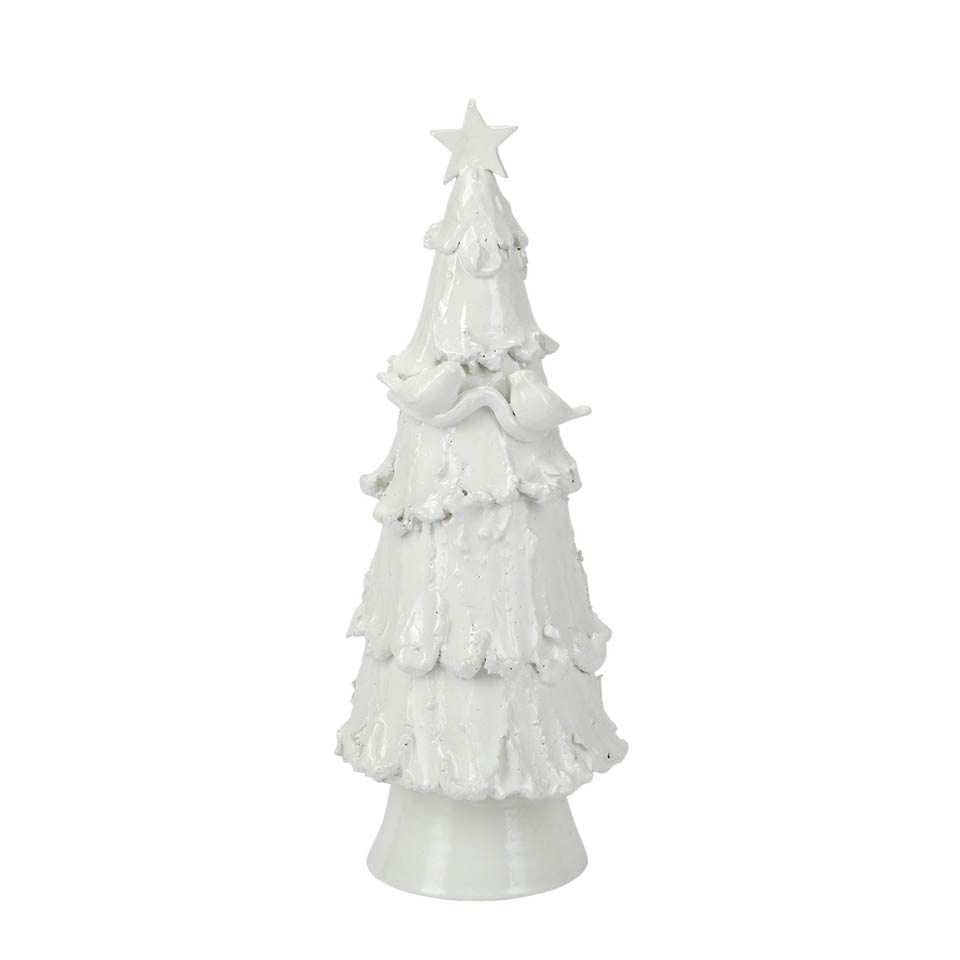 White Large Tree with Red Birds & Star