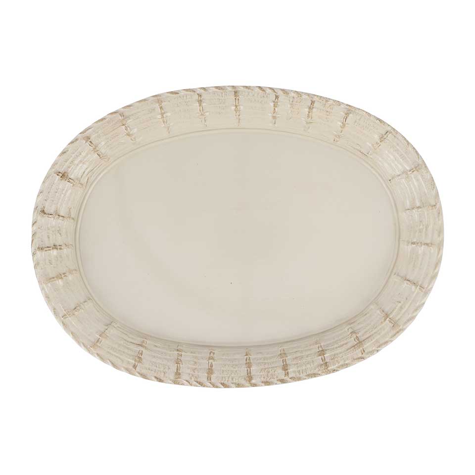 Taupe Basketweave Large Oval Tray
